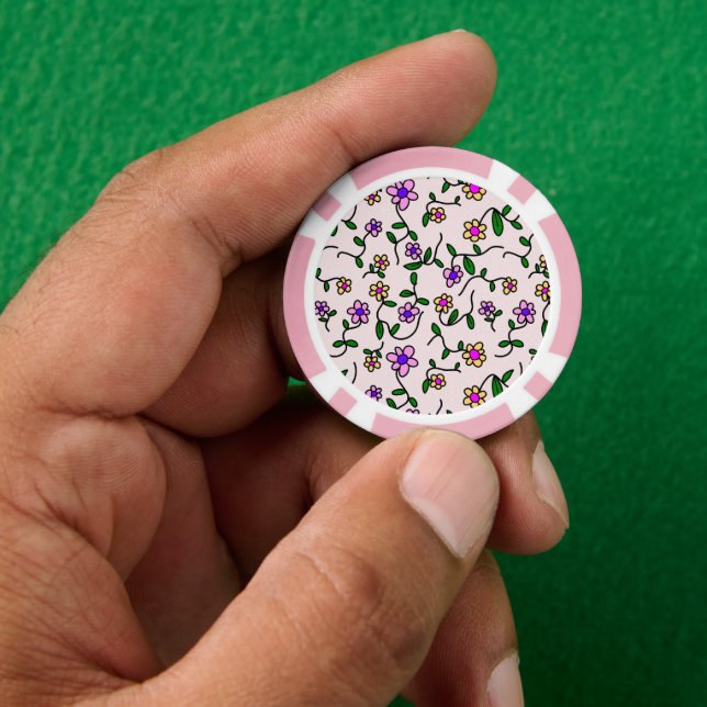 Colourful Flowers, Floral Pattern, Greenery, Boho Poker Chips (Hand)