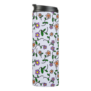 Colourful Flowers, Floral Pattern, Greenery, Boho Thermal Tumbler