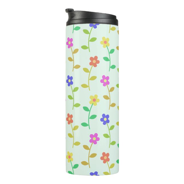 Colourful Flowers, Floral Pattern, Greenery, Boho Thermal Tumbler (Rotated Right)
