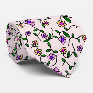 Colourful Flowers, Floral Pattern, Greenery, Boho Tie