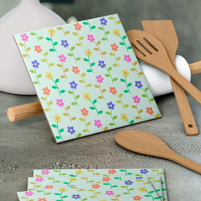 Colourful Flowers, Floral Pattern, Greenery, Boho Tile (Creator Uploaded)