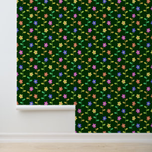 Colourful Flowers, Floral Pattern, Greenery, Boho Wallpaper