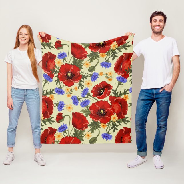 Colourful Flowers, Floral, Pattern Of Flowers Fleece Blanket (In Situ)