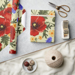 Colourful Flowers, Floral, Pattern Of Flowers Wrapping Paper