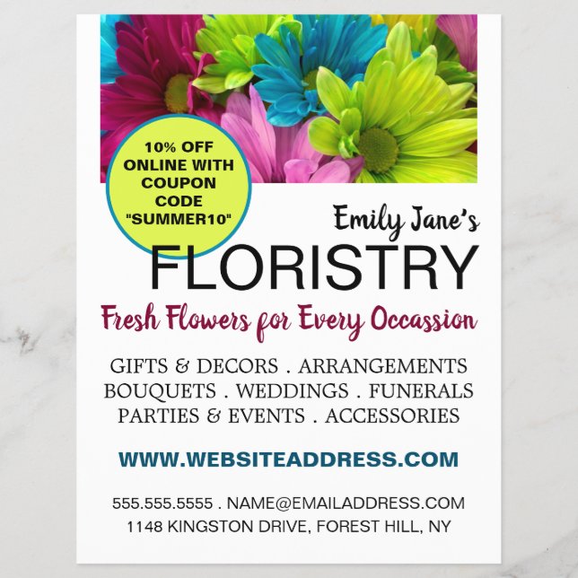 Colourful Flowers, Floristry Flyer (Front)