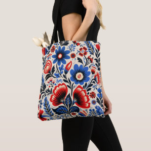 Colourful Flowers Folk Pattern Tote Bag