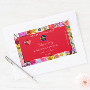 Colourful Flowers Frame Red Product Labels Add Log
