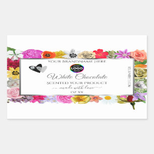 Colourful Flowers Frame White Product Labels Logo