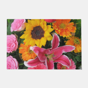 colourful+ flowers, garden+ gnome, calla+ doormat