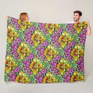 colourful+ flowers, garden+ gnome, calla+ li fleece blanket