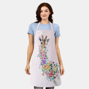 Colourful Flowers Giraffe Apron