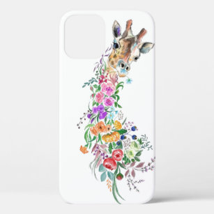 Colourful Flowers Giraffe iPhone Case