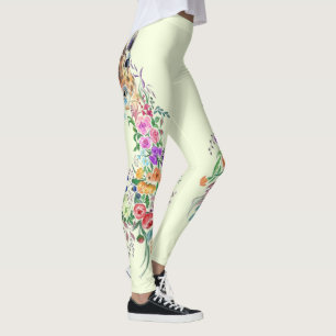 Colourful Flowers Giraffe Leggings Spring Design