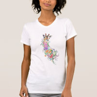 Colourful Flowers Giraffe T-Shirt Gift