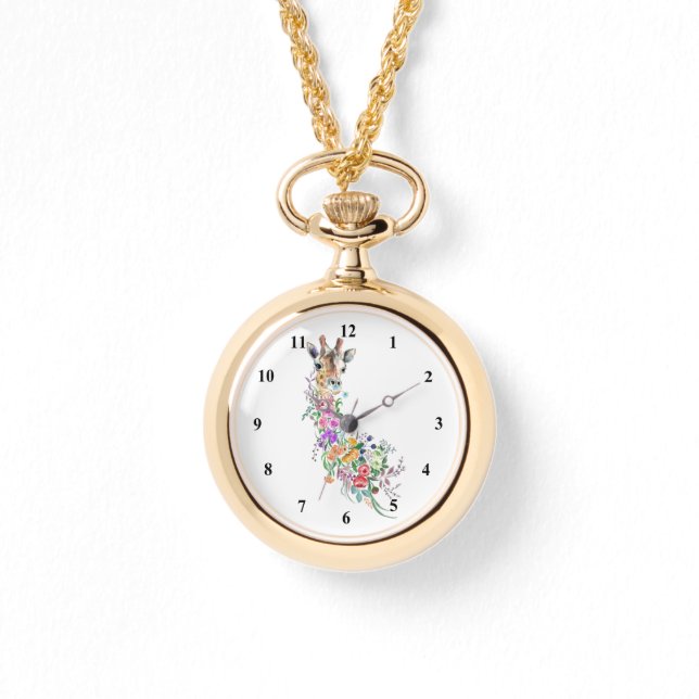 Colourful Flowers Giraffe Watch (Front)