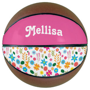 Colourful Flowers Girly Custom Basketball