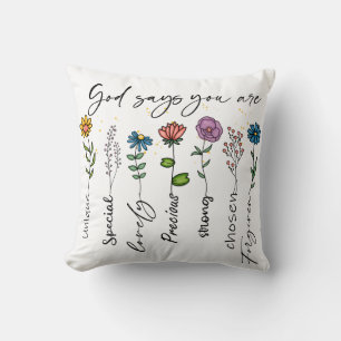 Colourful Flowers God Says You Are Sublimation Cushion