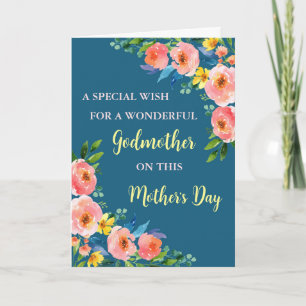 Colourful Flowers Godmother Happy Mother's Day Card