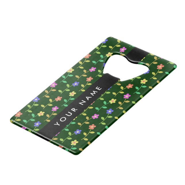Colourful Flowers, Green Background, Black (Front Angled)