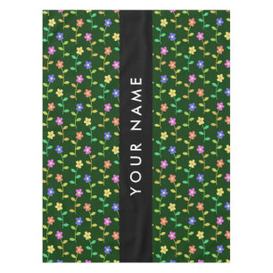 Colourful Flowers, Green Background, Black Tablecloth