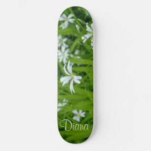 Colourful flowers  Green Skateboard