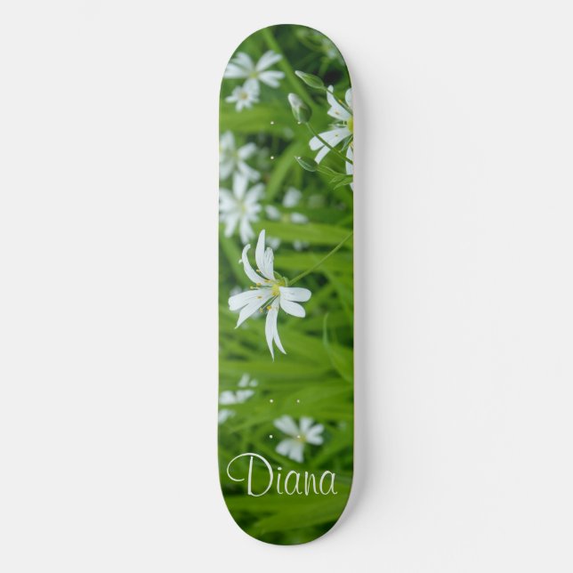 Colourful flowers  Green Skateboard (Front)