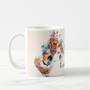 Colourful Flowers Guitar Music Instrument Elegant Coffee Mug