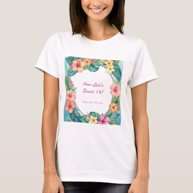 Colourful Flowers Hawaii Birthday T-Shirt (Front)