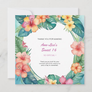 Colourful Flowers Hawaii Birthday Thank You Card