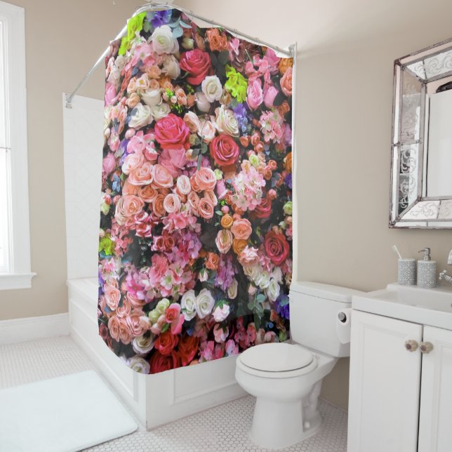 Colourful Flowers in Bloom Floral Bouquet Shower Curtain (In Situ)