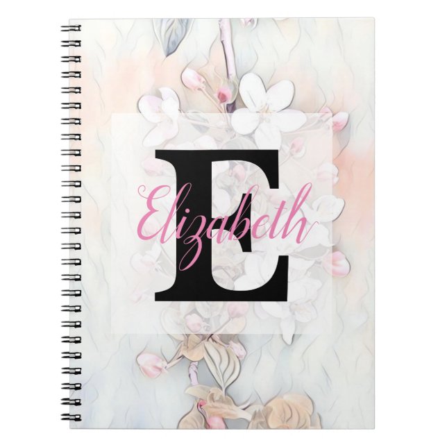 Colourful flowers in soft pastel colours watercolo notebook (Front)