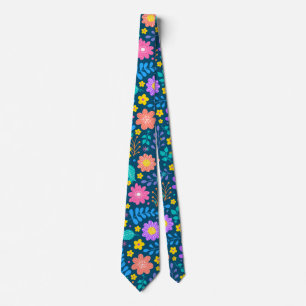 Colourful flowers in sparkling stars pattern D Blu Tie