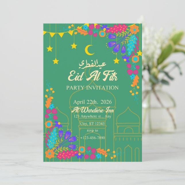 Colourful Flowers  Invitation (Standing Front)