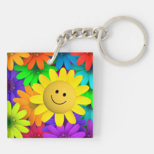 Colourful flowers key ring