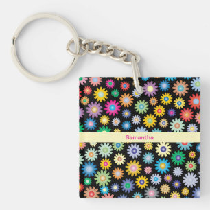 Colourful flowers key ring