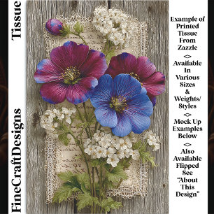 Colourful Flowers, Lace, Rustic Wood DS5L Decoupag Tissue Paper