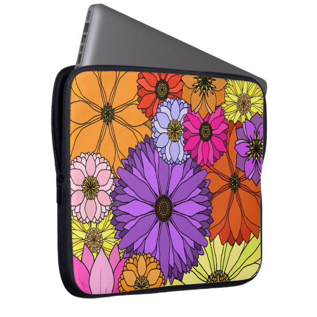 Colourful Flowers Laptop Sleeve (Front Right)