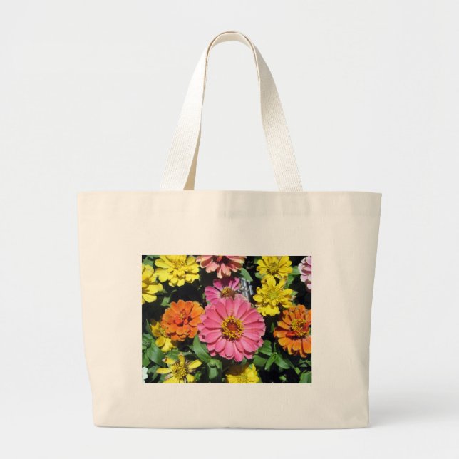 Colourful Flowers Large Tote Bag (Front)