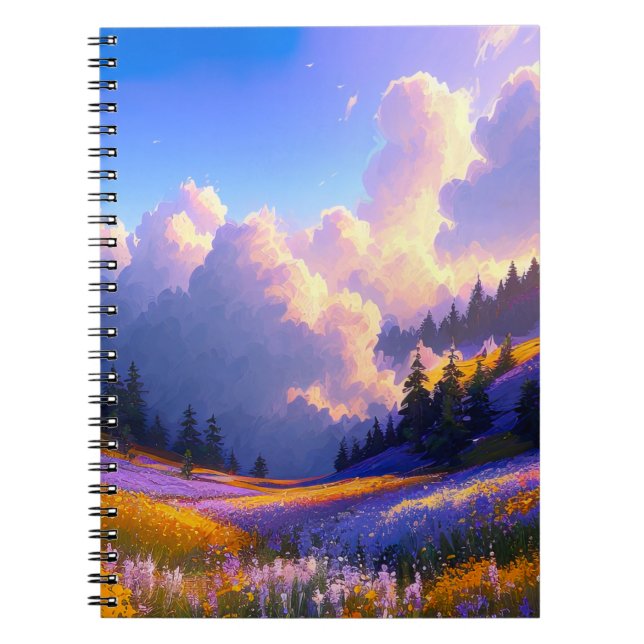 Colourful Flowers Leading to the Valley Notebook (Front)