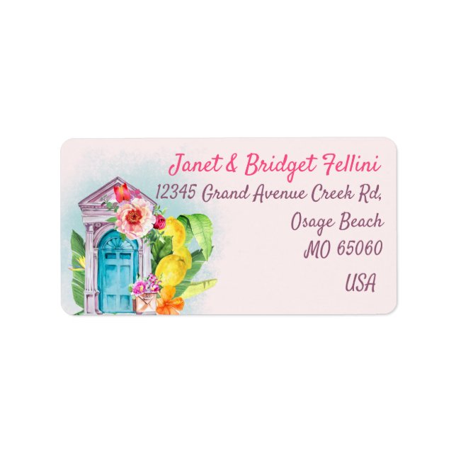 Colourful flowers lemon living in Paradise address Label (Front)