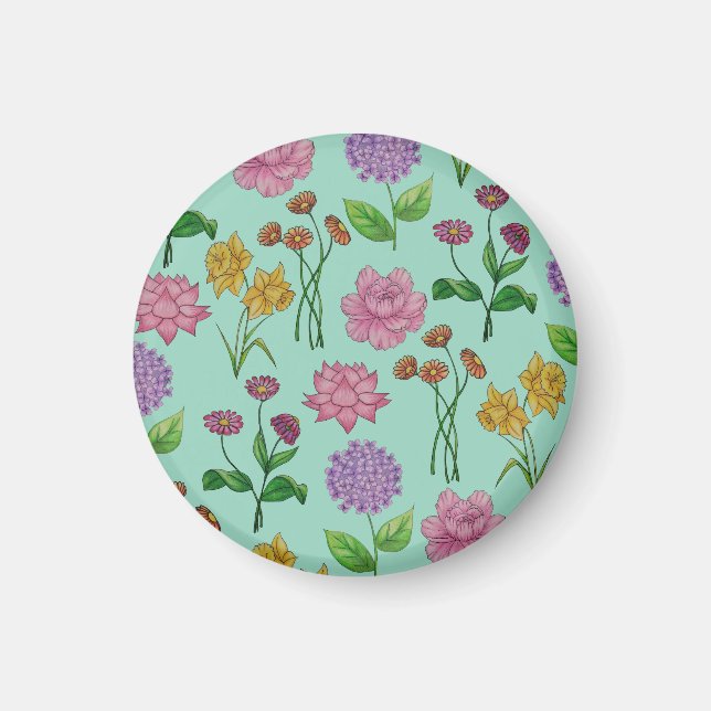 Colourful flowers magnet (Front)