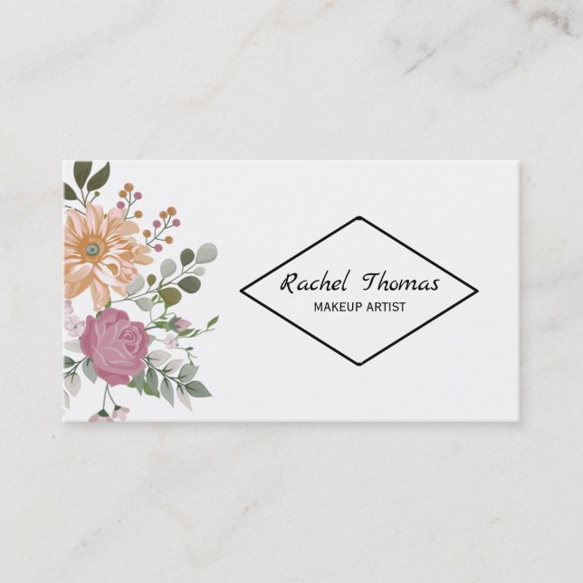 Colourful Flowers Makeup Artist Business Card (Front)