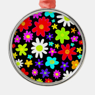 Colourful Flowers Metal Tree Decoration