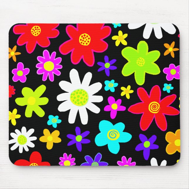 Colourful Flowers Mouse Mat (Front)