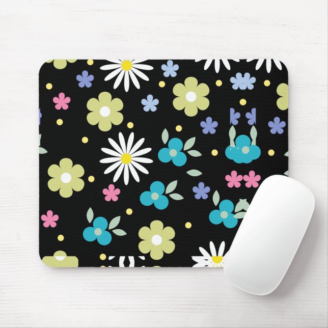 Colourful Flowers   Mouse Mat (With Mouse)