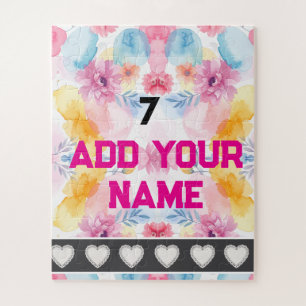 Colourful Flowers - Name Number Socks Jigsaw Puzzle
