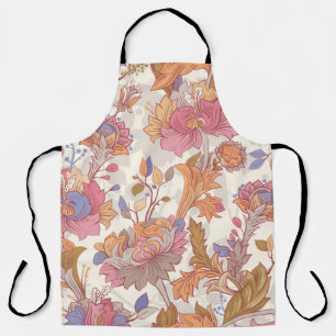 Colourful flowers on a light backdrop. Gentle seam Apron