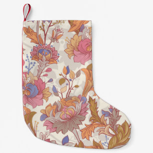 Colourful flowers on a light backdrop. Gentle seam Small Christmas Stocking