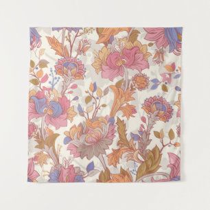 Colourful flowers on a light backdrop. Gentle seam Tapestry
