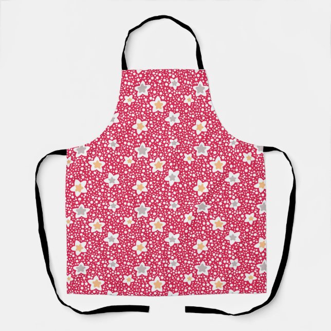 Colourful flowers on a retro polka dot background apron (Front)